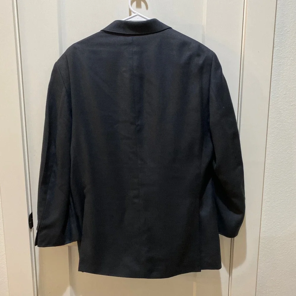 Lauren Ralph Lauren Mens 44R Blazer Jacket Charcoal Black Linen Blend 2-Button